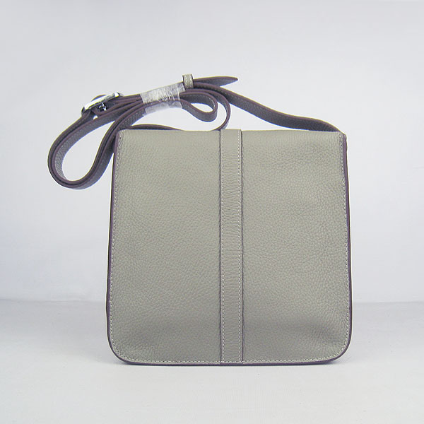 7A Hermes Togo Leather Messenger Bag Grey h2811 Replica